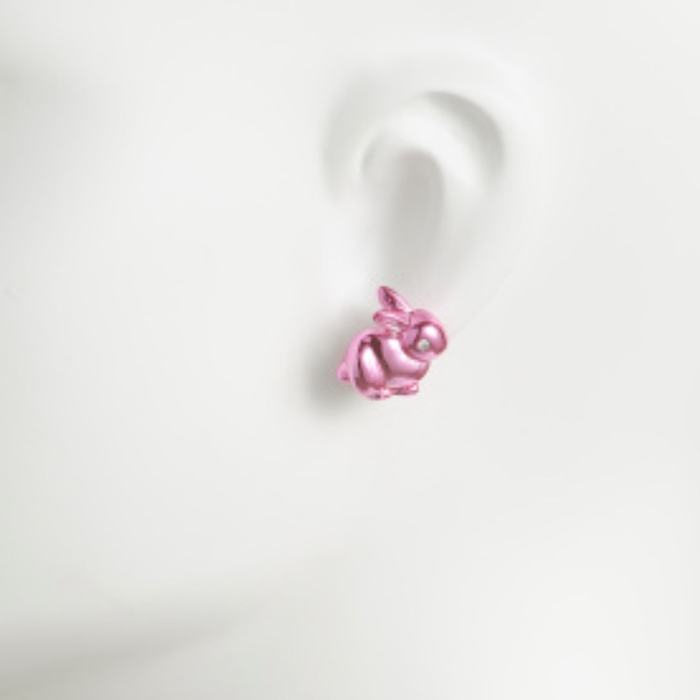 New Betsey Johnson Faux Stone Spring Bunny Carrot Mismatch Stud Earrings - Picture 6 of 9